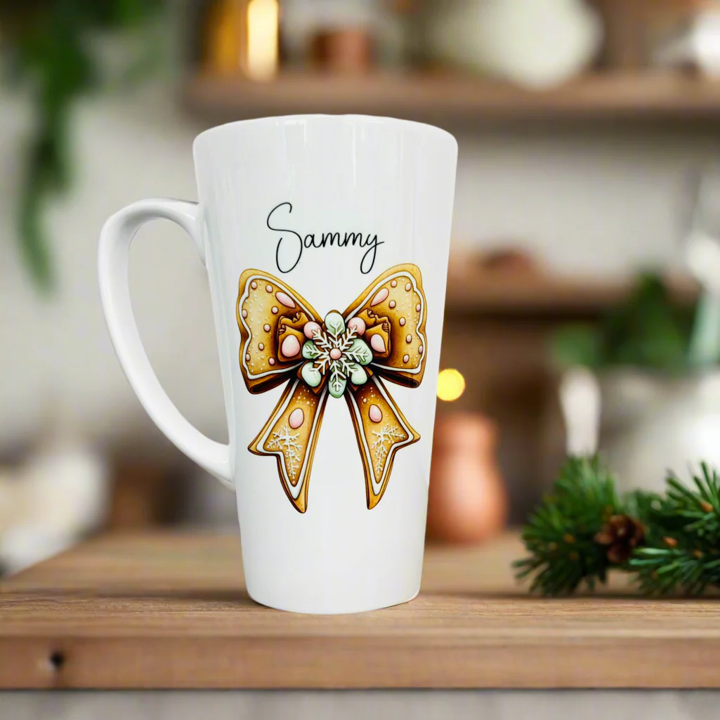 Gingerbread Bow Latte Ceramic Mug 17oz inc Box - Image 3