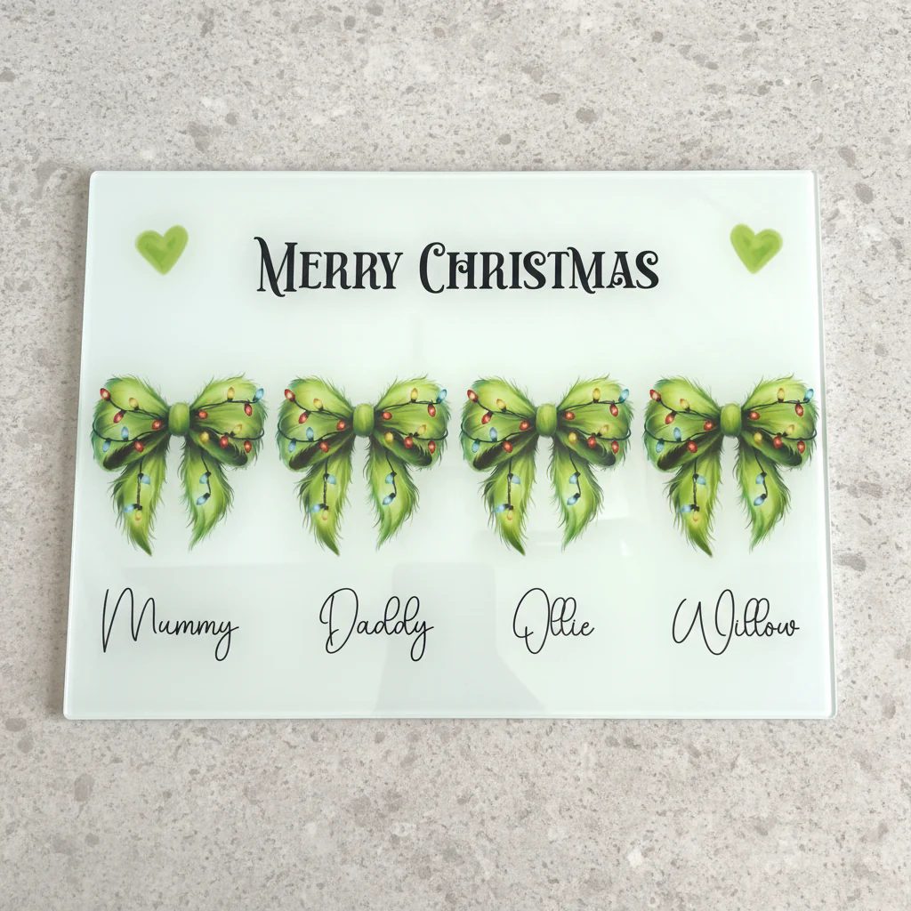 Grinchies Bow Family - A3 Splashback / Choppingboard - Image 2