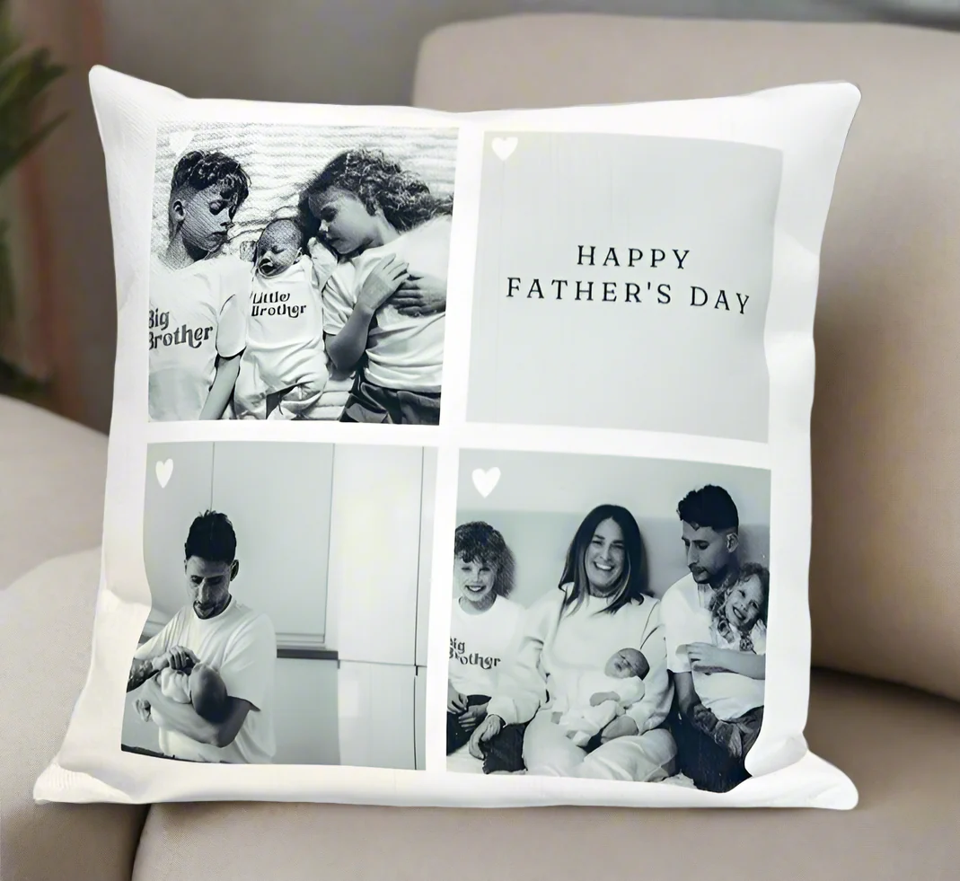 3 Photo Grey Pannel Photo Cushion 40cm - Image 3