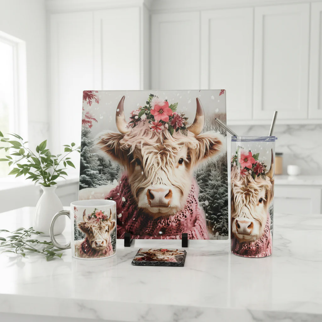 Highland Cow Bundle (Splashback, Tumbler & Mug and Coaster) - Image 2