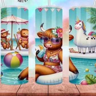 Highland Cow Bikini / Pool Tumbler