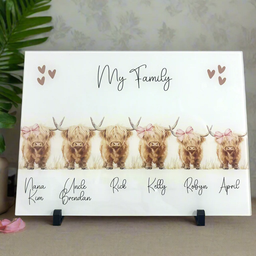 Highland Cow Family - A3 Splashback / Choppingboard - Image 2