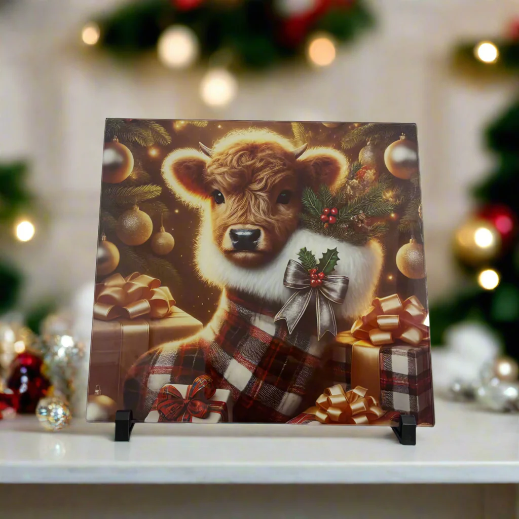 Highland Cow Stocking Chopping Board 30cm