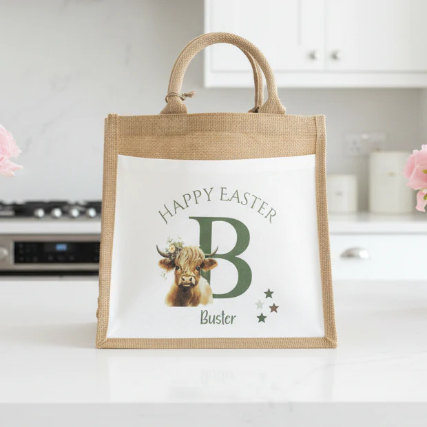 Highland Cow Initial Tote Bag - Image 2