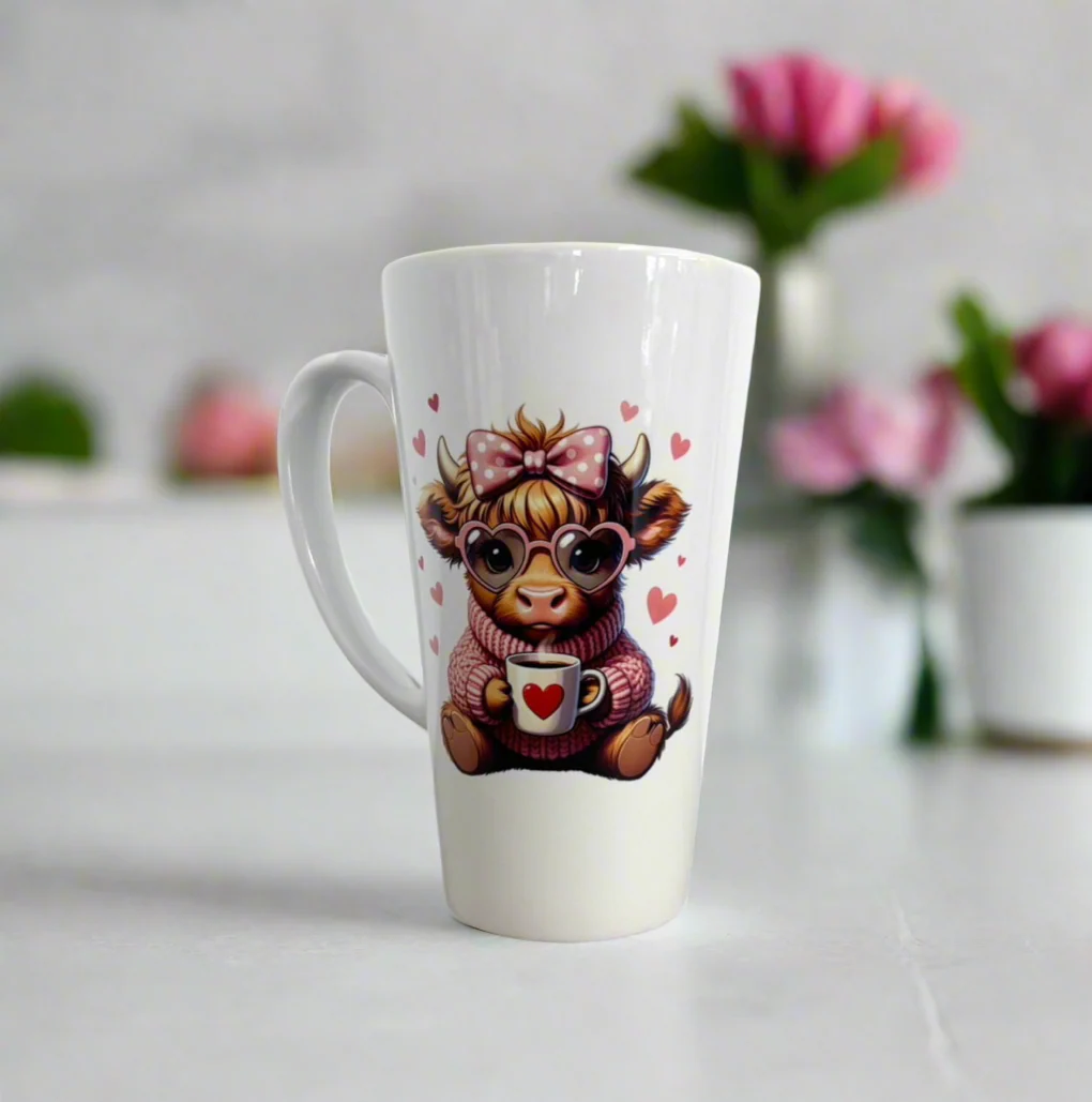Highland Cow Valentines Latte Mug