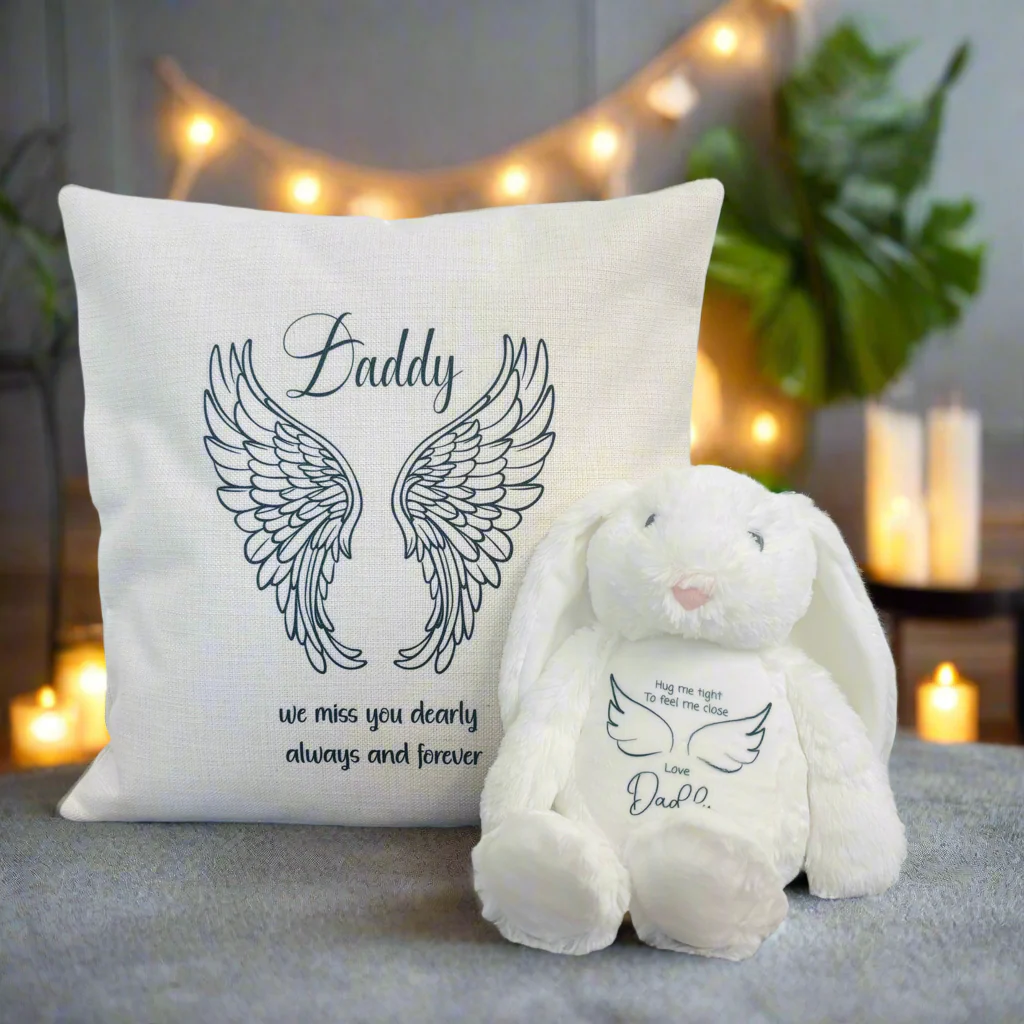Hug me tight Angel Wing Cushion and Teddy - Image 2