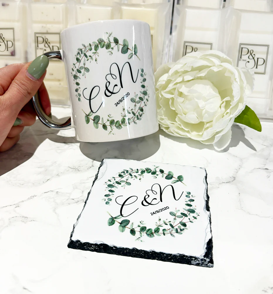 Initial and Date Mug and Coaster Set - Image 3