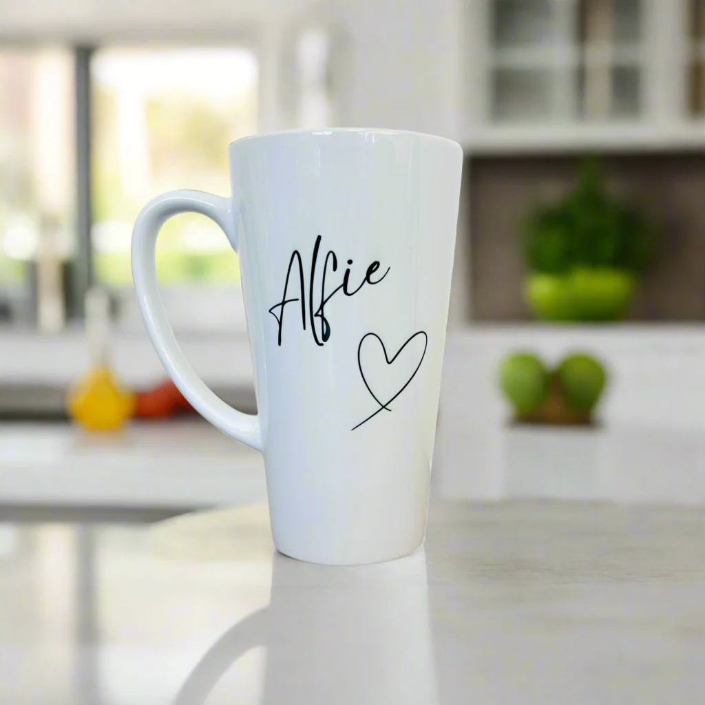 Latte Ceramic Mug 17oz Name &Heart - Image 2