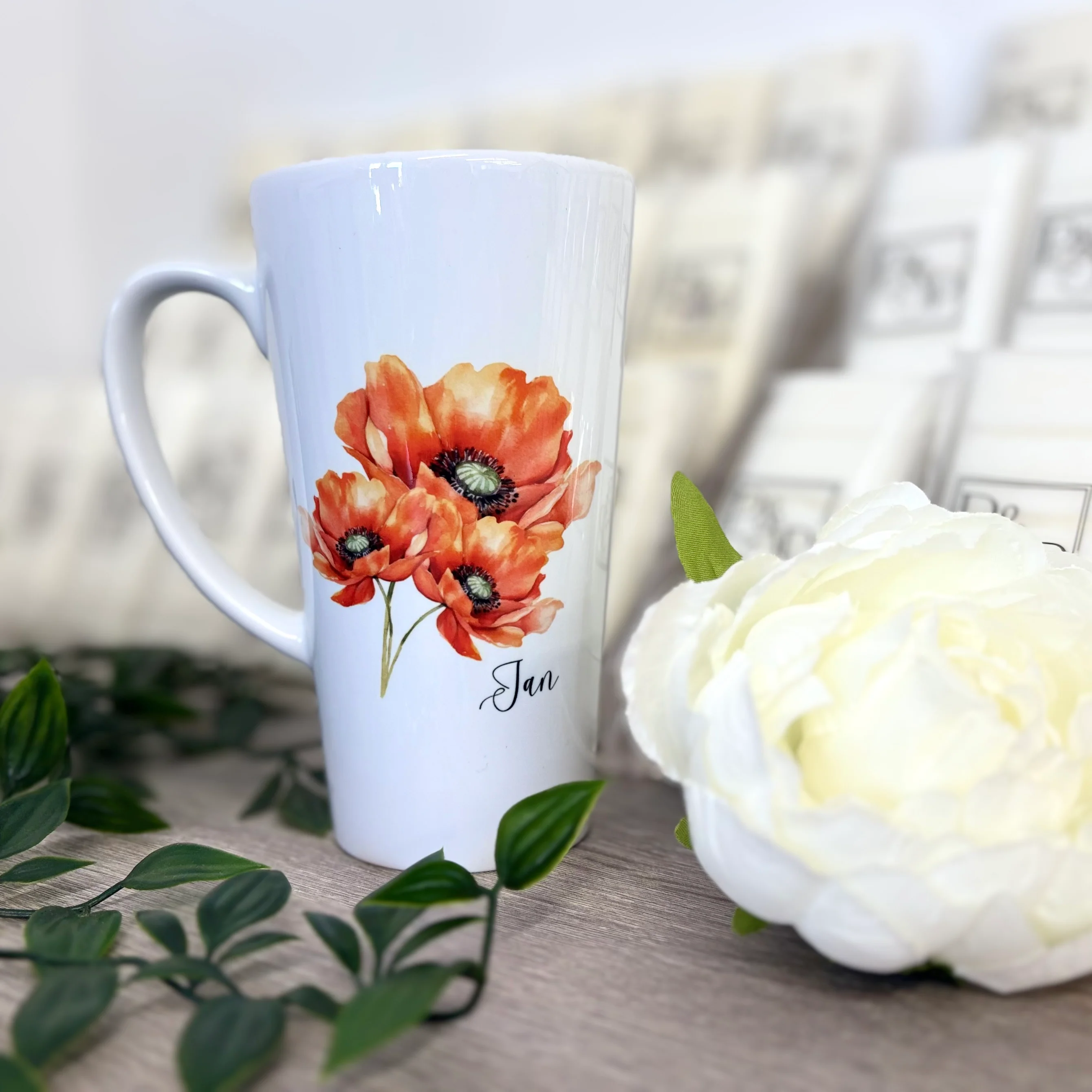 Latte Ceramic Mug 17oz Poppy - Image 2