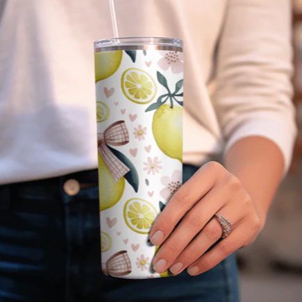 Lemon with Bow Skinny Tumbler - Image 2