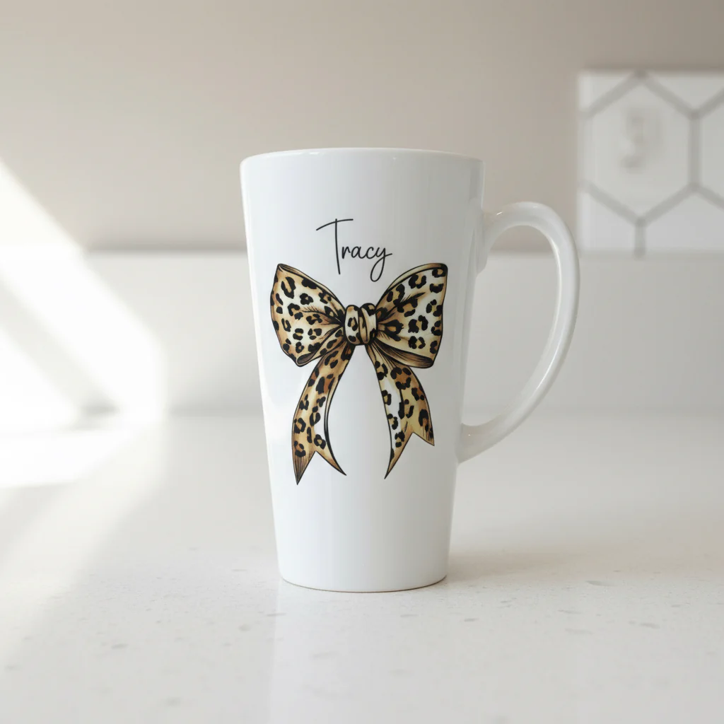 Leopard Print Latte Ceramic Mug 17oz inc Box