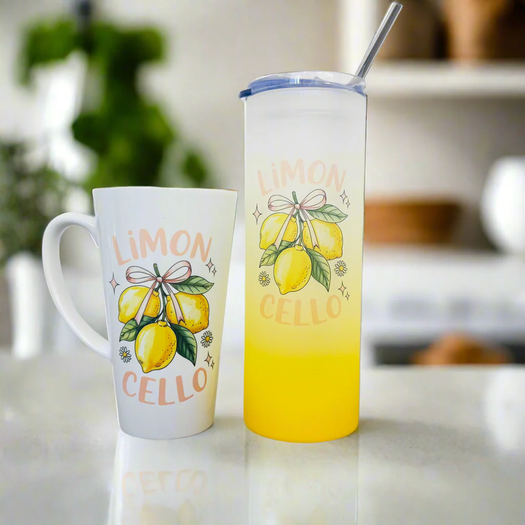 Limon chello duo 17oz Latte Mug & Yellow Neon 21oz Tumbler - Image 2