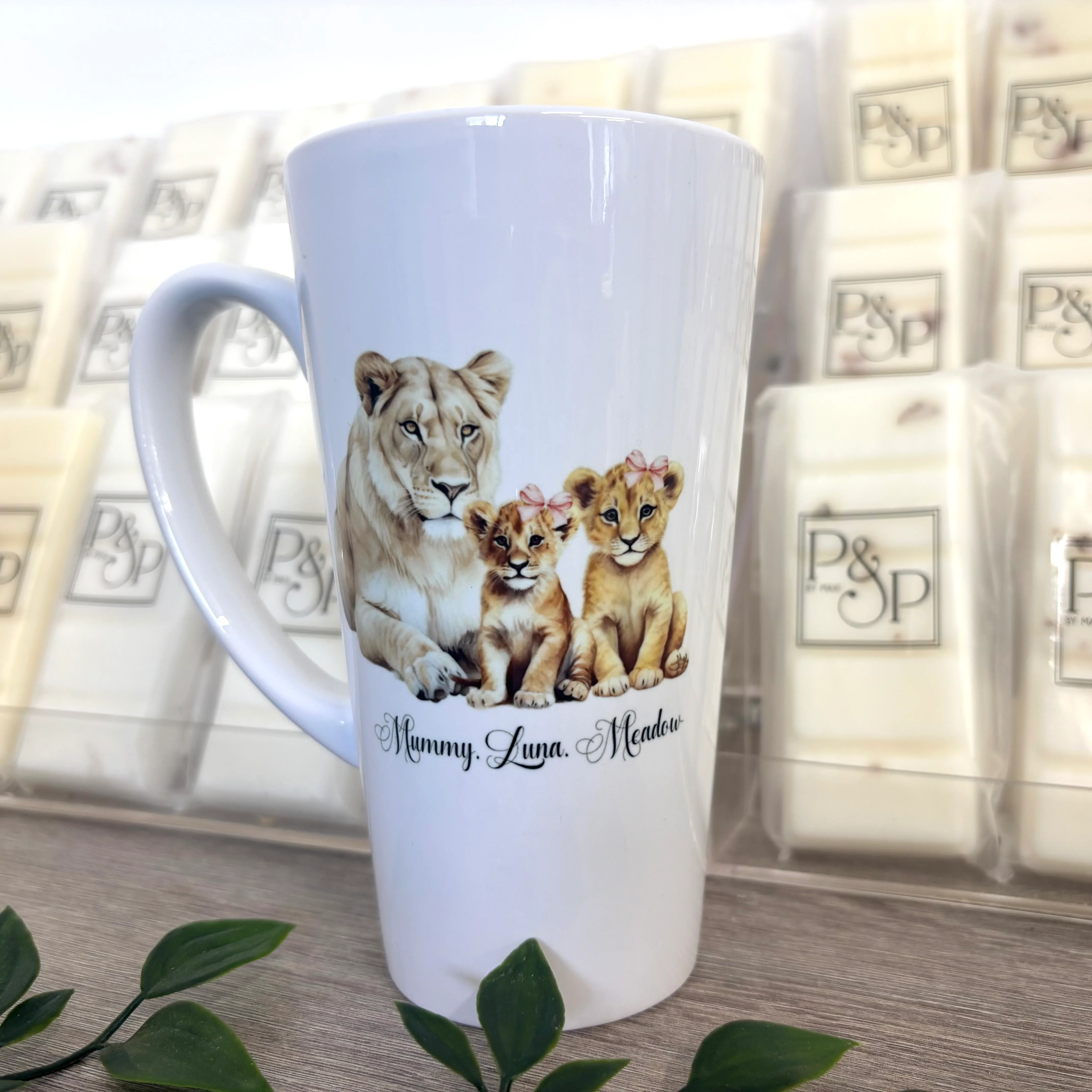 Lioness and her Cubs 17oz Latte Mug - Image 3