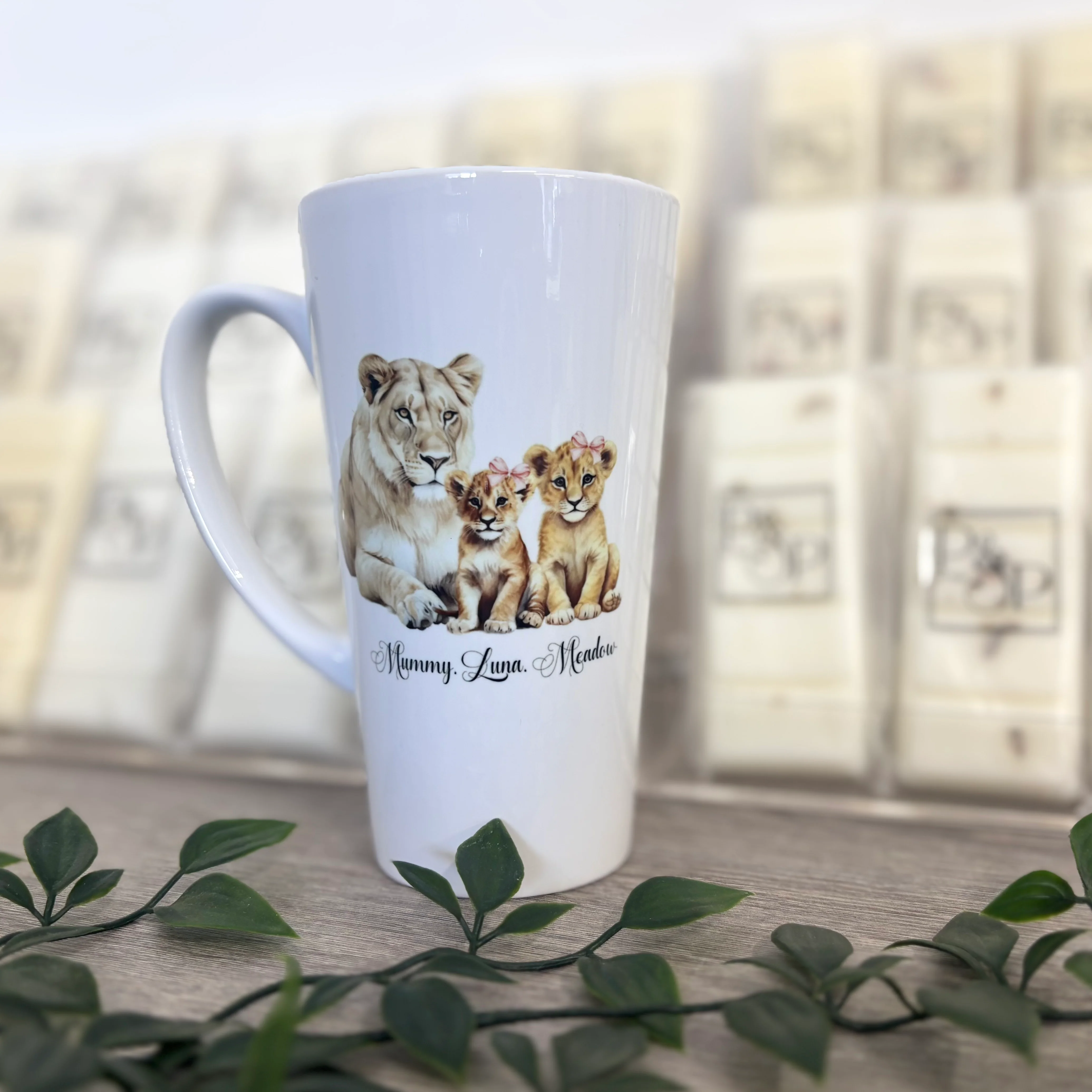 Lioness and her Cubs 17oz Latte Mug - Image 4