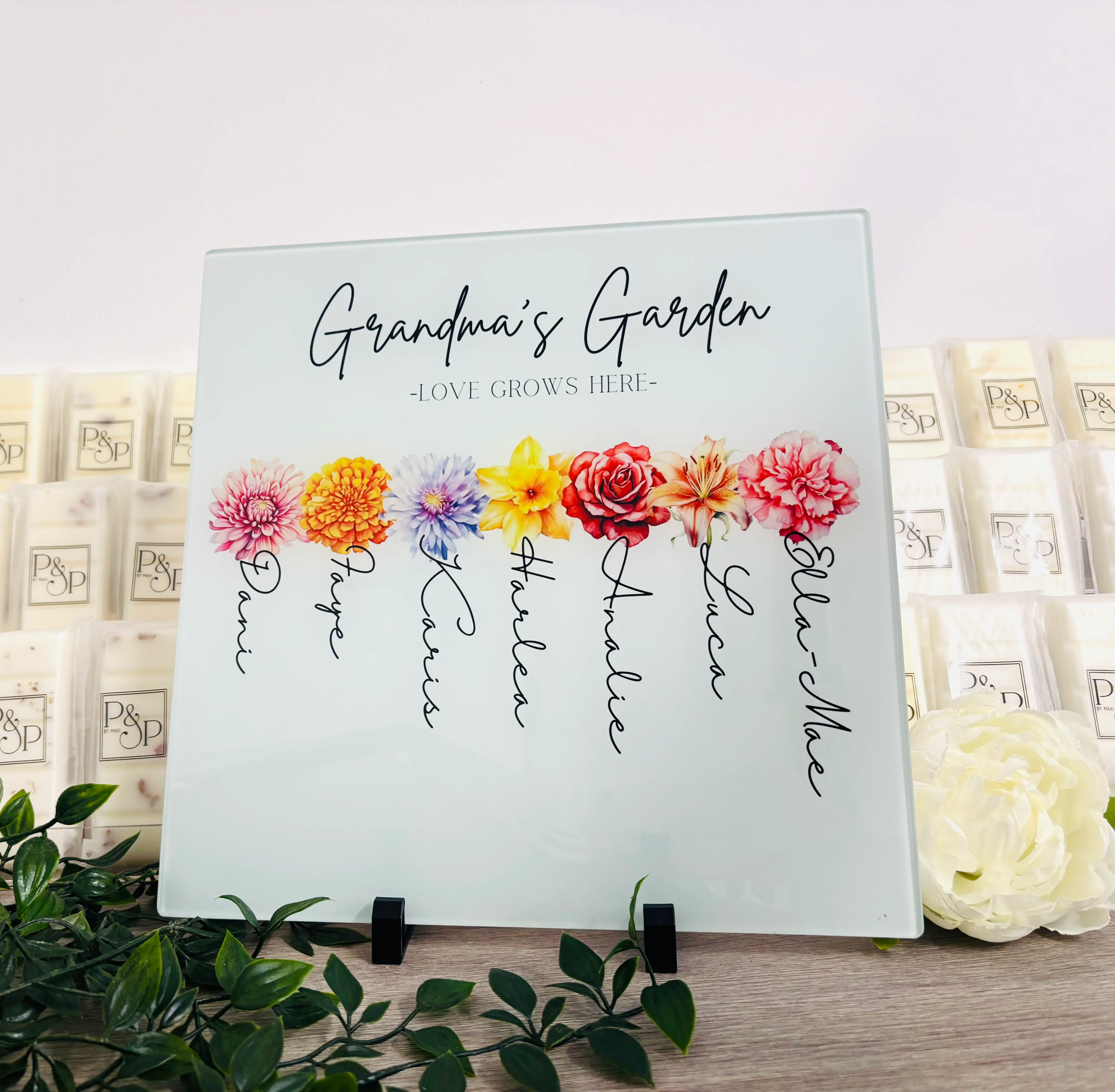 Love Grows Here 30cm Chopping Board / Splashback (Don’t forget to leave us the name for who’s Garden this is) - Image 4