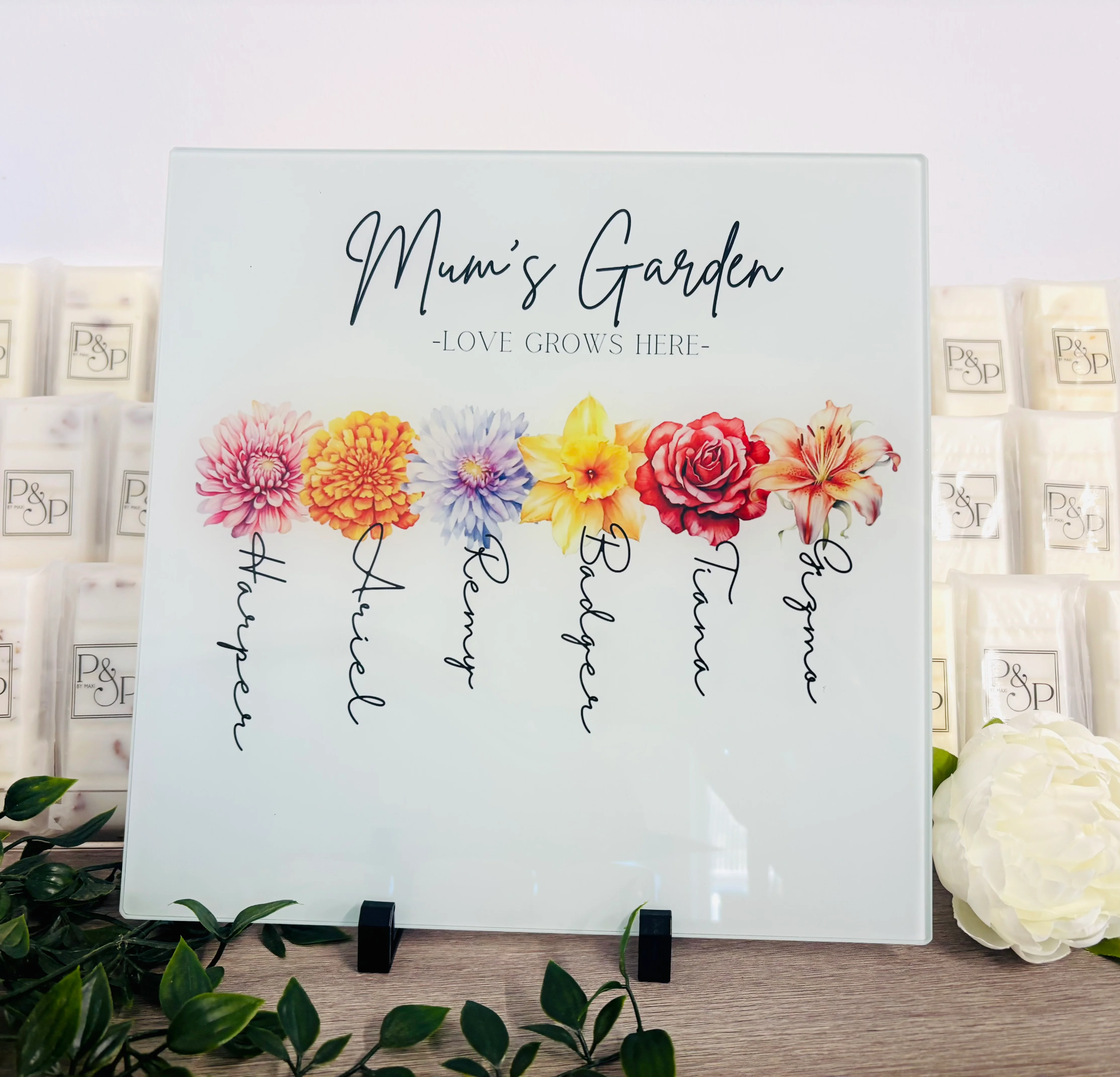 Love Grows Here 30cm Chopping Board / Splashback (Don’t forget to leave us the name for who’s Garden this is) - Image 5