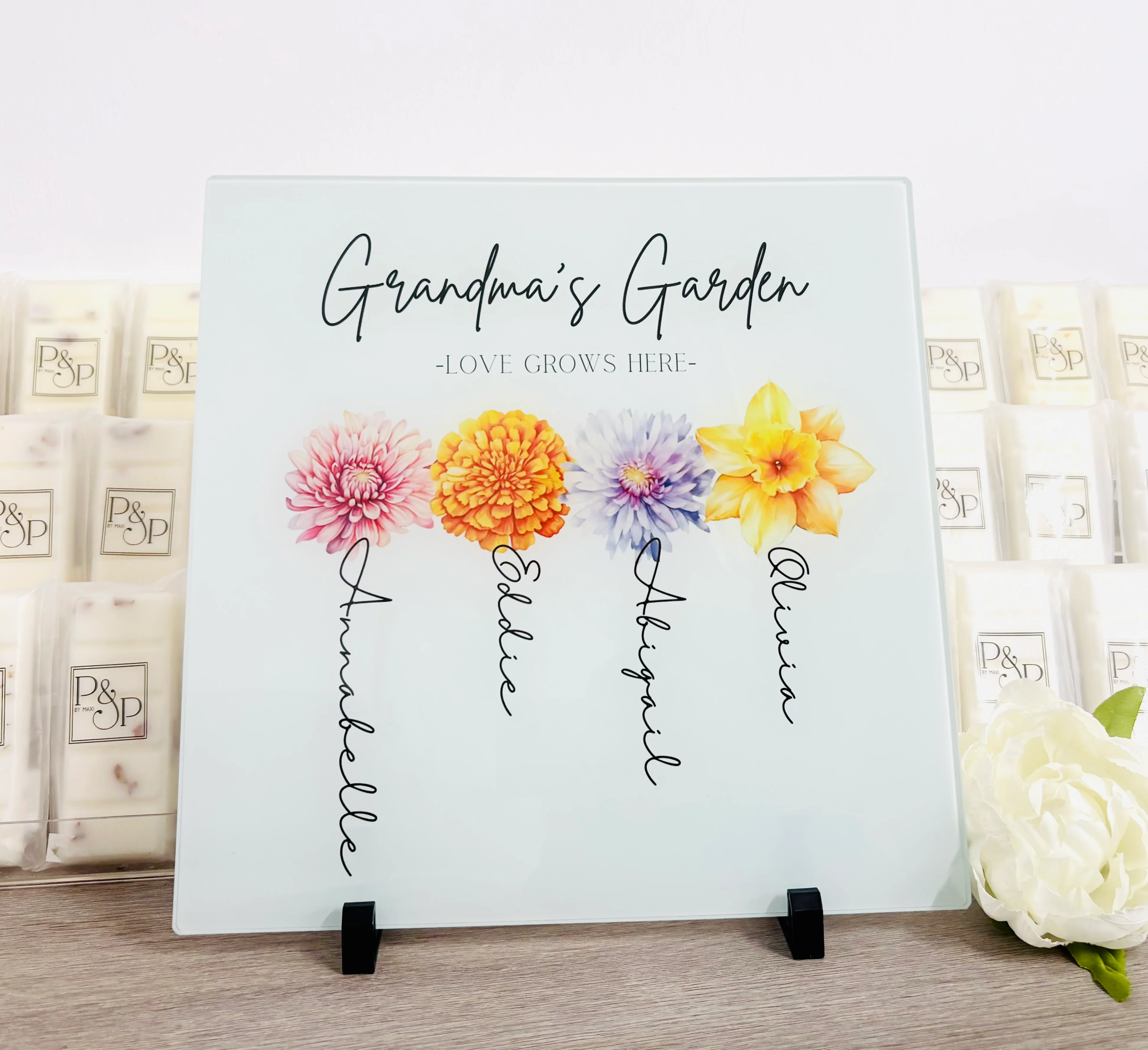 Love Grows Here 30cm Chopping Board / Splashback (Don’t forget to leave us the name for who’s Garden this is) - Image 6