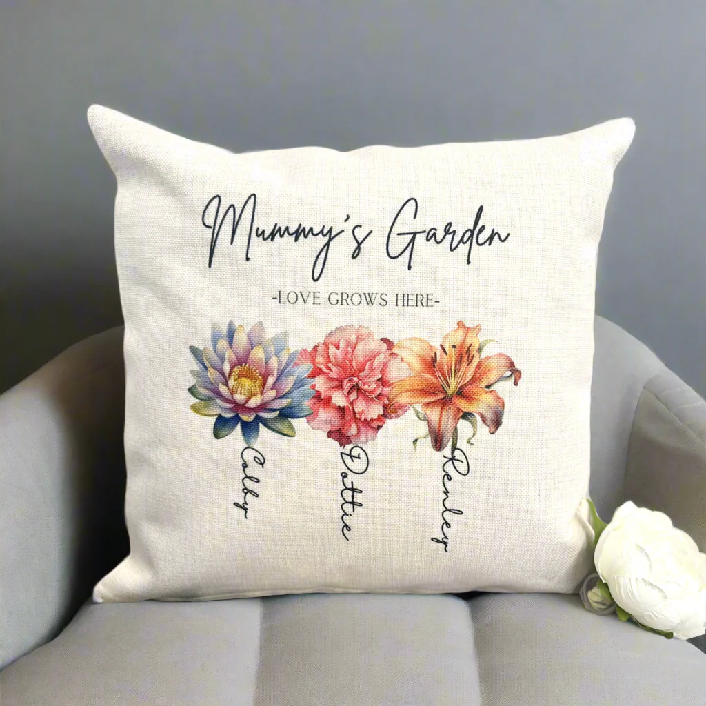 Love Grows Here - 40cm Filled Cushion (Don’t forget to leave us the name for who’s Garden this is) - Image 3