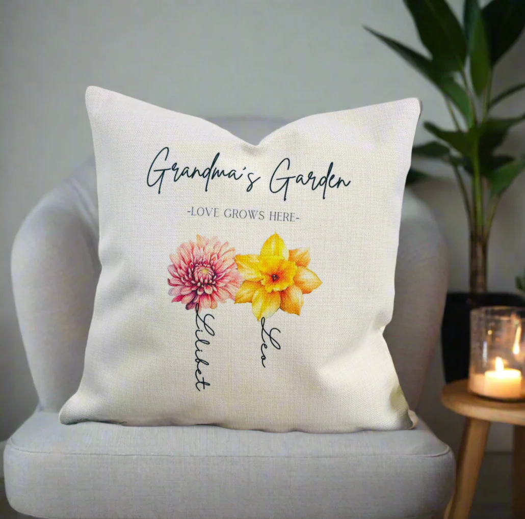 Love Grows Here - 40cm Filled Cushion (Don’t forget to leave us the name for who’s Garden this is) - Image 6