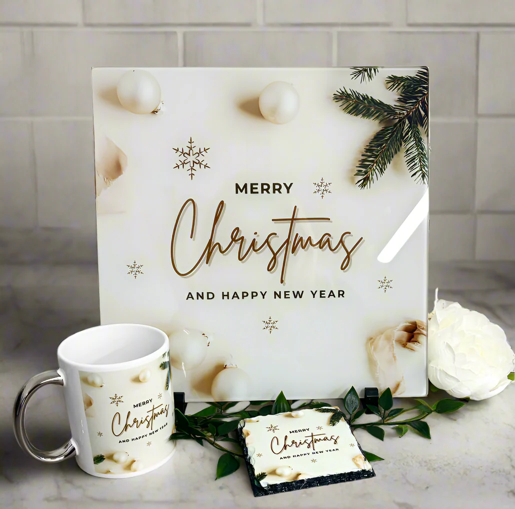 Merry Christmas and A Happy New Year Bundle (Splashback & Mug and Coaster) - Image 2