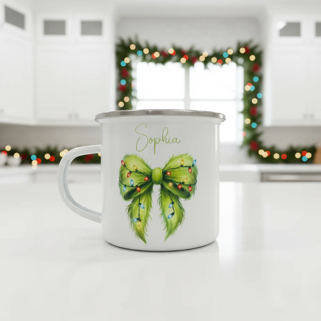 Metal Enamel Mug - Ginchy Bow