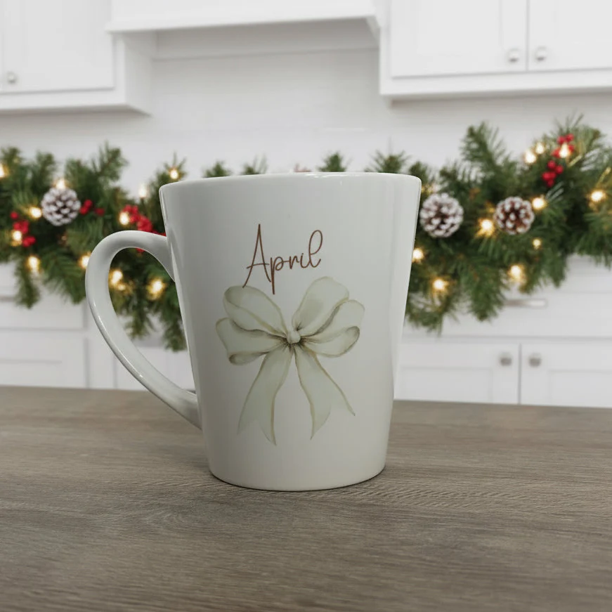 Cream bow Mini Latte Mug - Image 2