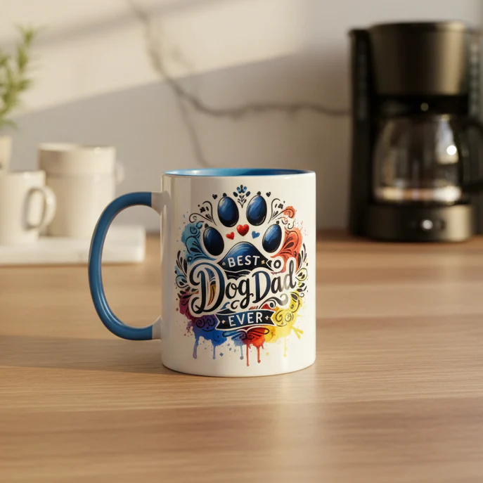Multi Coloured Best Dog Dad Ever Mug 11oz