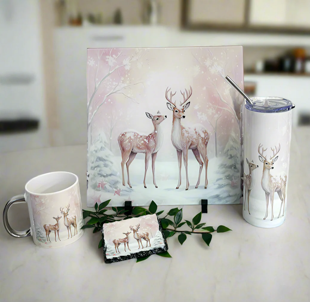 Mum and Baby Reindeer Bundle (Splashback, Tumbler & Mug and Coaster) - Image 2