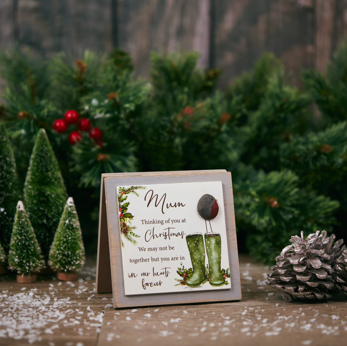 Mum, thinking of you at Christmas wooden plaque - Image 2