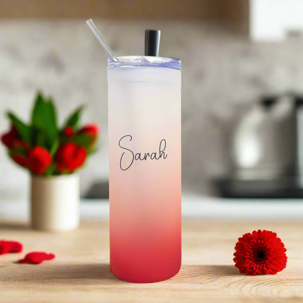 Name Neon Tall Skinny Glass Tumbler 25oz (choose your colour) - Image 4