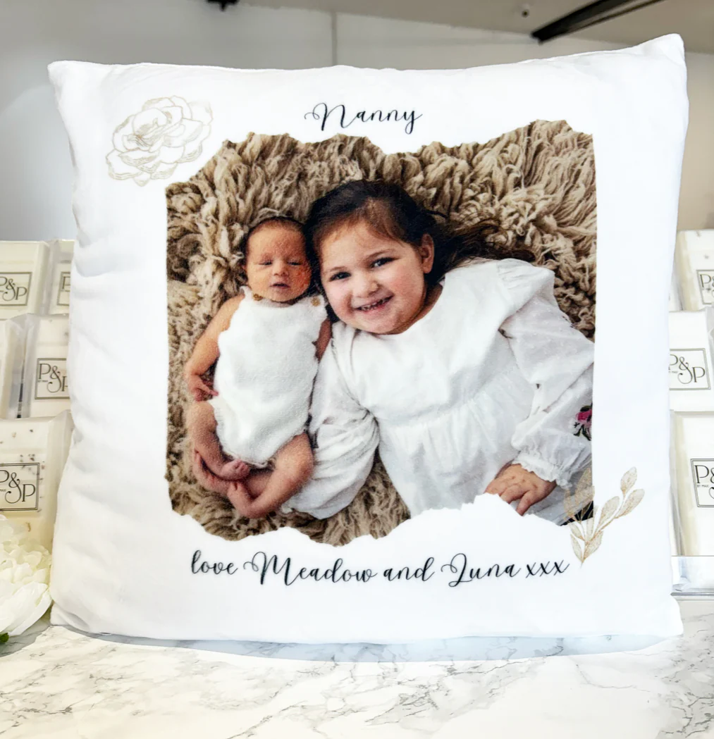 Photo and Text with Rose Cushion 40cm - Image 3