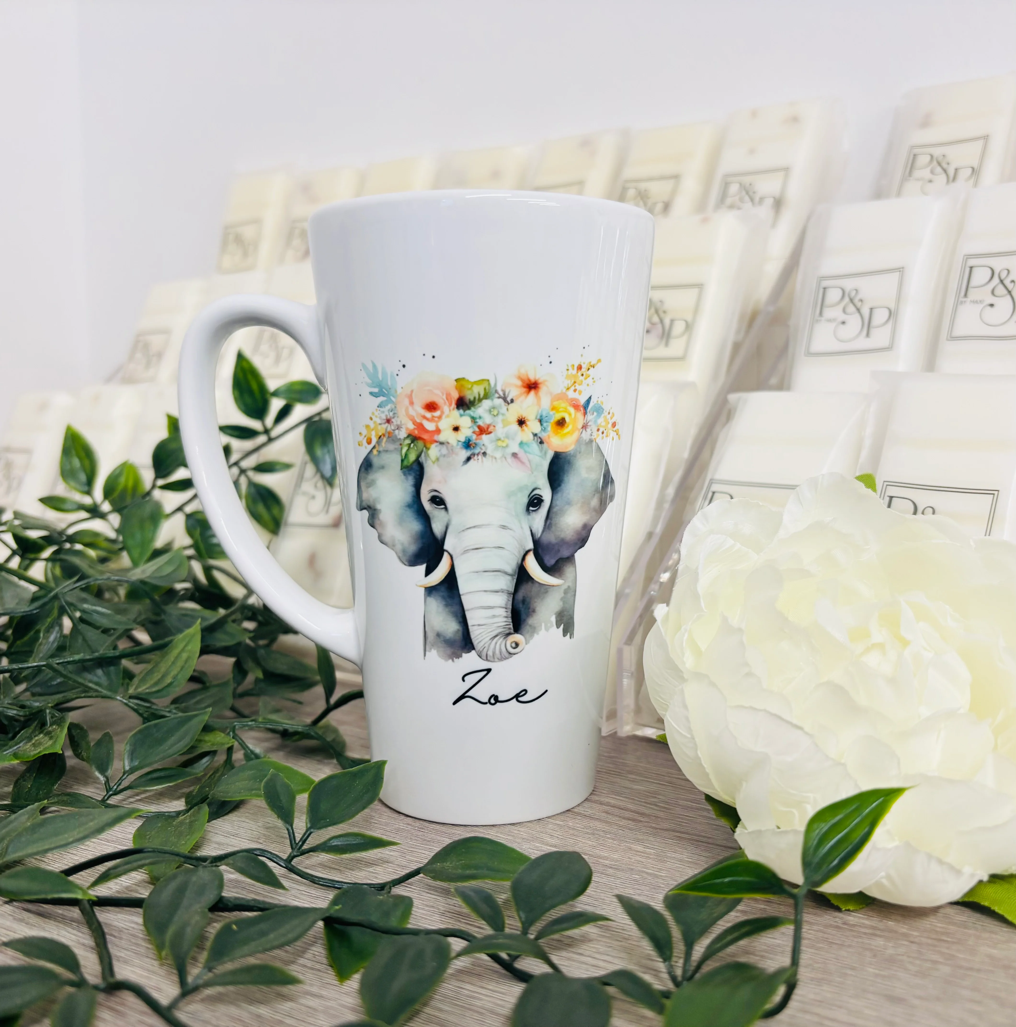New Latte Ceramic Mug 17oz Elephant inc Box - Image 2