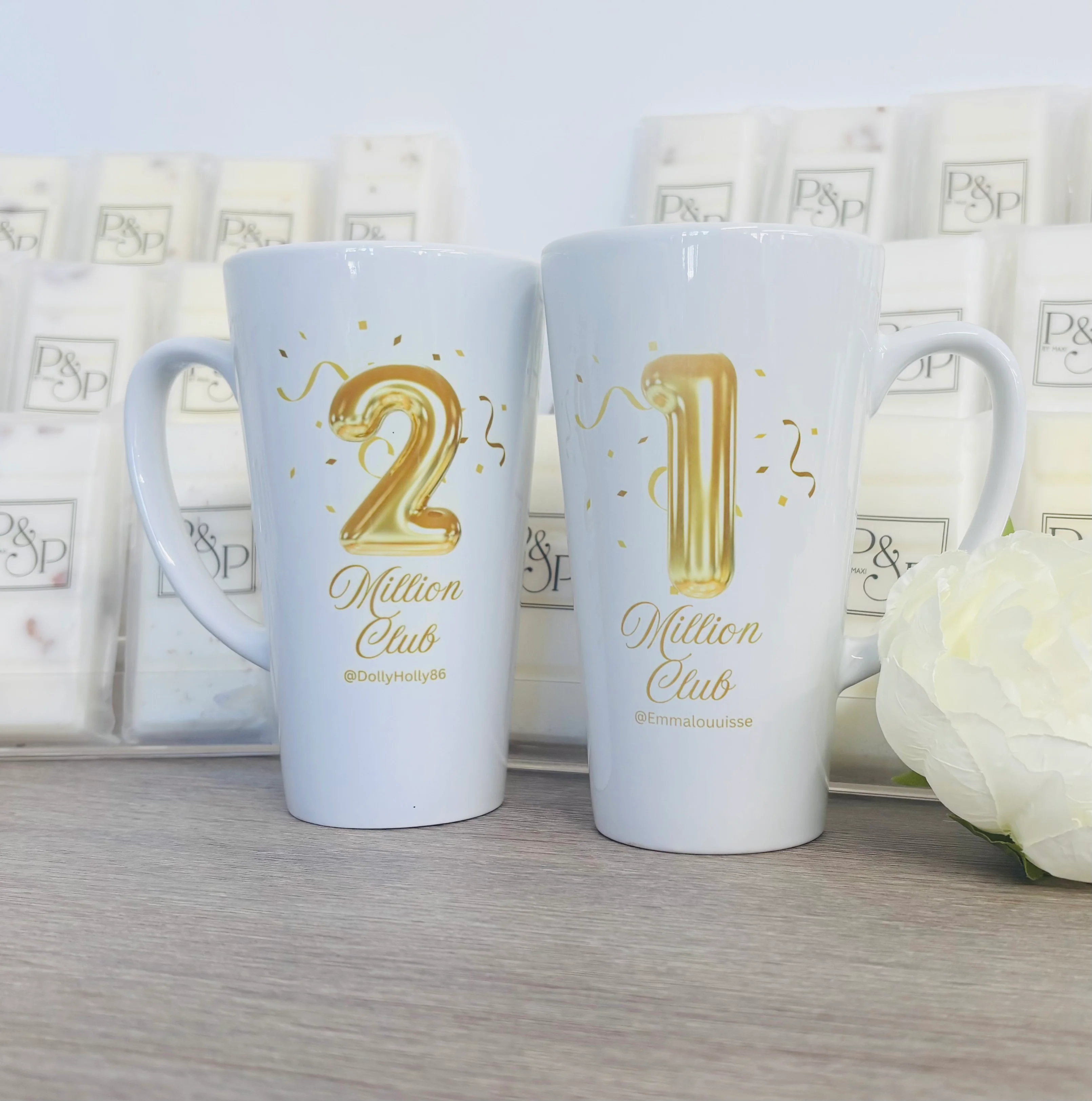 New Latte Ceramic Mug 17oz Gold Balloon inc Box - Image 4