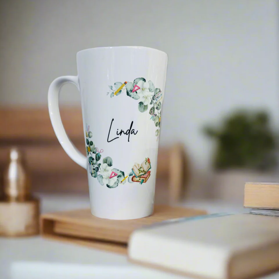 New Latte Teacher Wreath Ceramic Mug 17oz