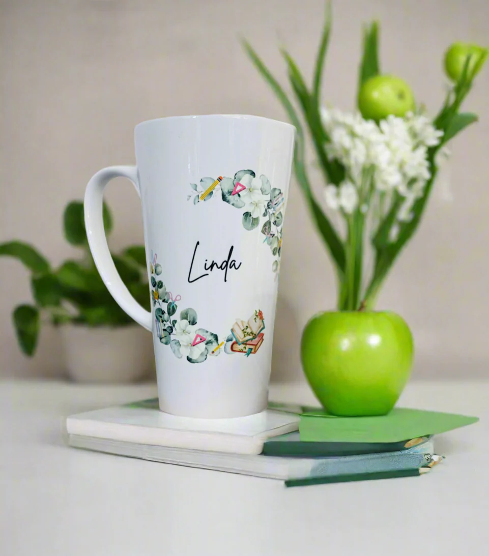 New Latte Teacher Wreath Ceramic Mug 17oz - Image 2