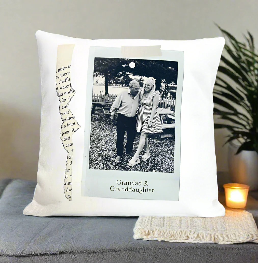 Newspaper Polaroid Photo Cushion 40cm - Image 2