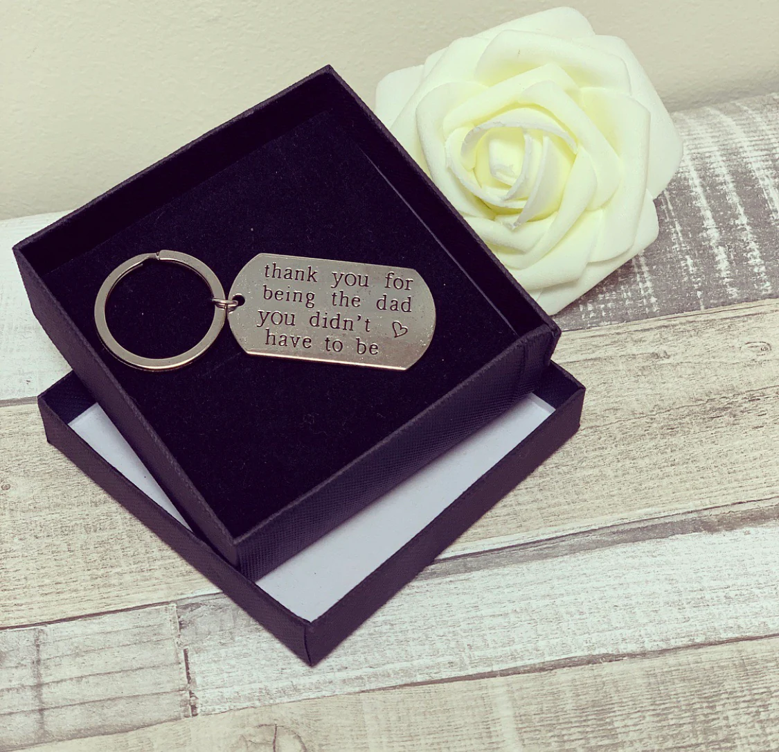 Novelty Mini Stainless Steel step dad Keyring - Image 3