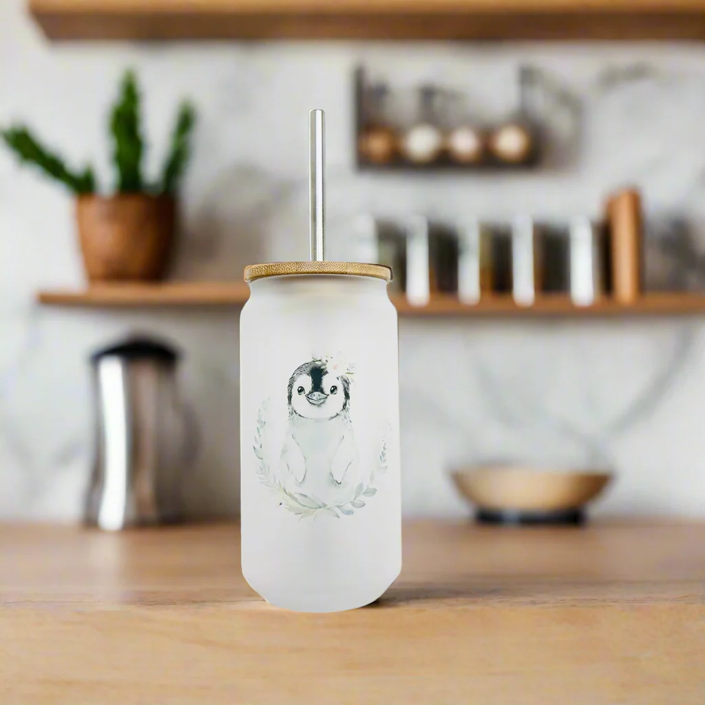 Penguin Glass Can 18oz Tumbler