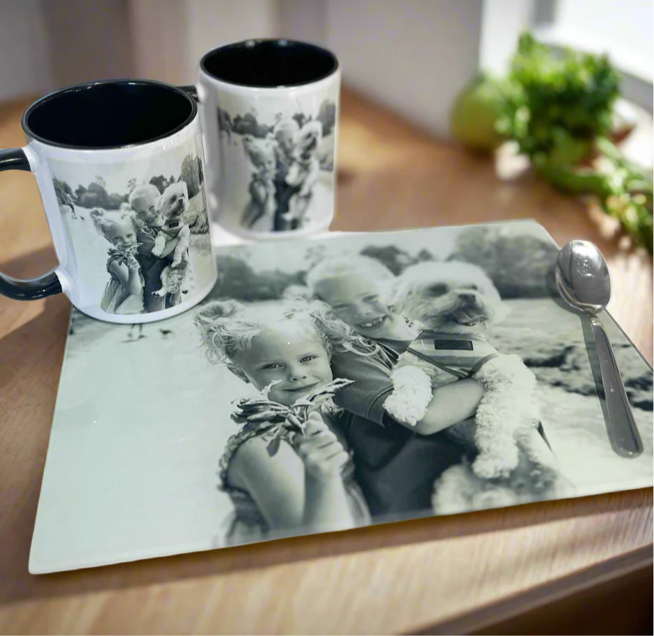 A4 Photo Smooth Chopping Board and 2 Photo Mugs Bundle - Image 2