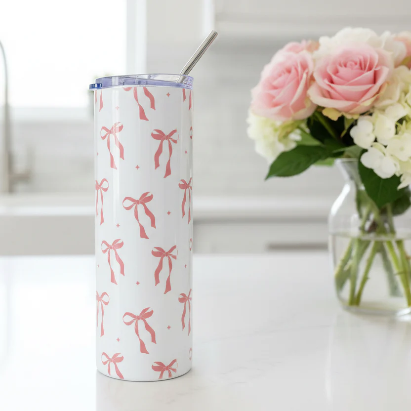 Pink Delicate Bow Named Tumbler - Image 2