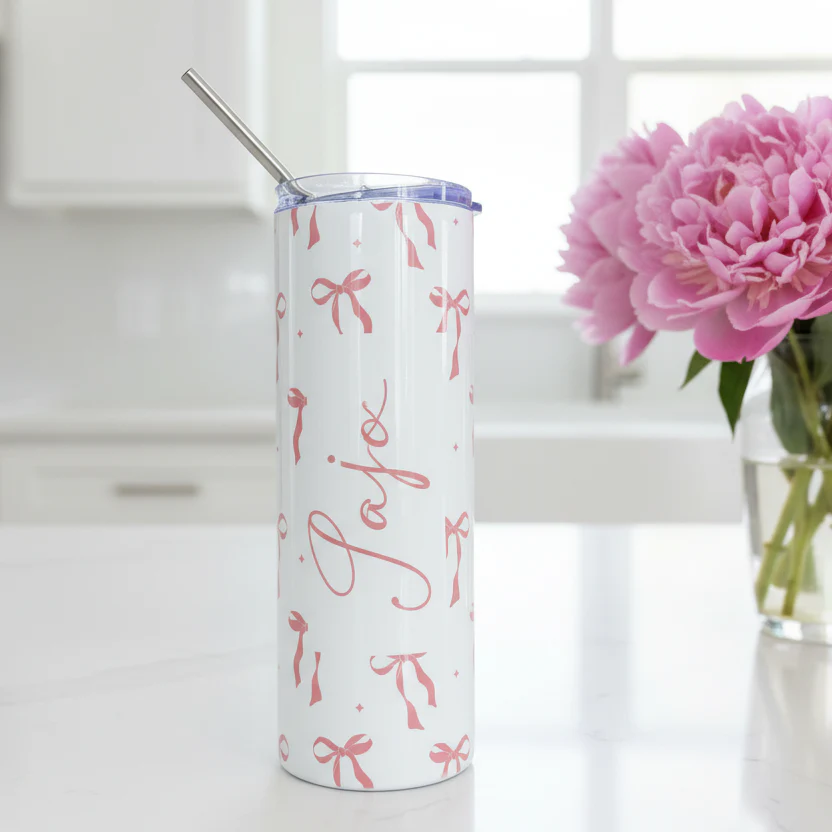 Pink Delicate Bow Named Tumbler - Image 3