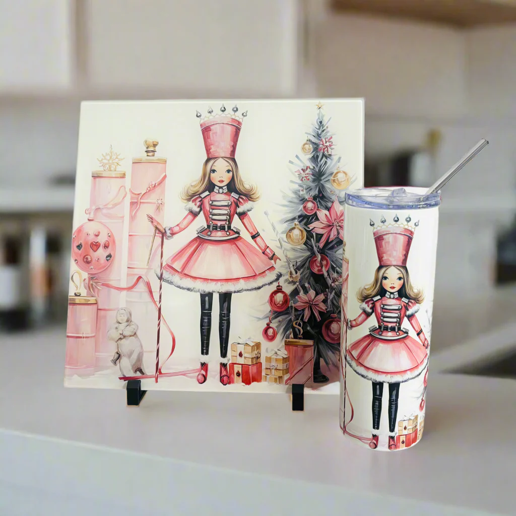 Pink Nutcracker Bundle (Splashback, Tumbler & Mug and Coaster)