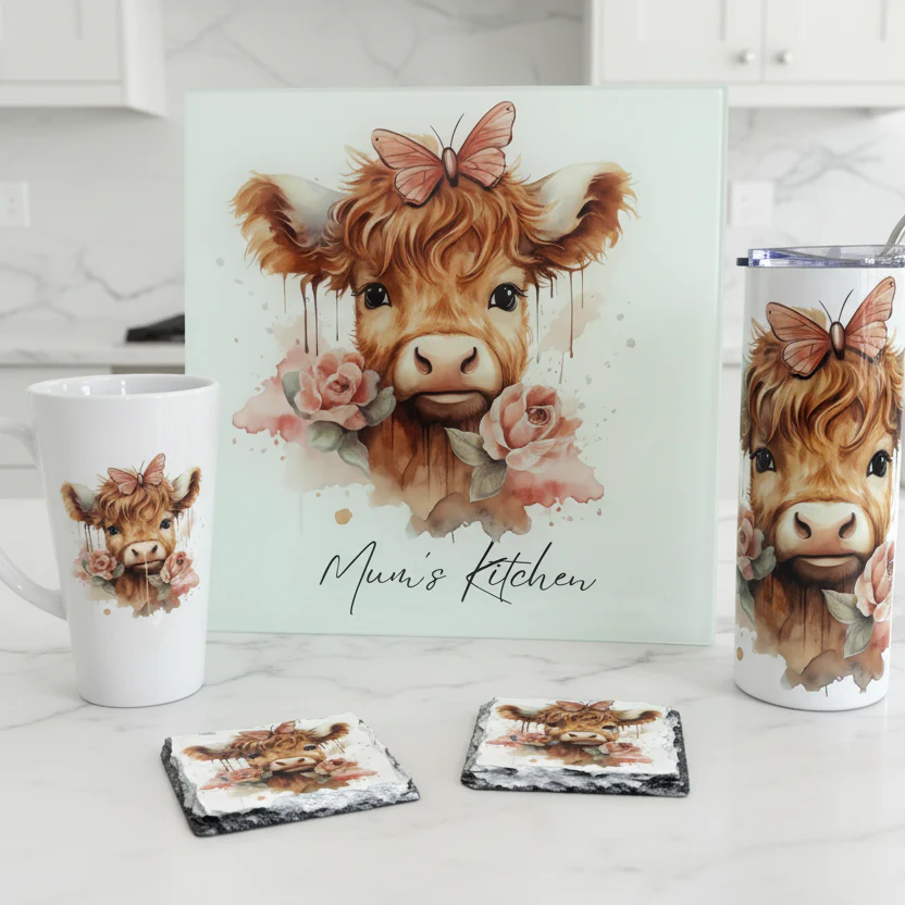 Pink Roses Highland Cow Bundle - Image 2