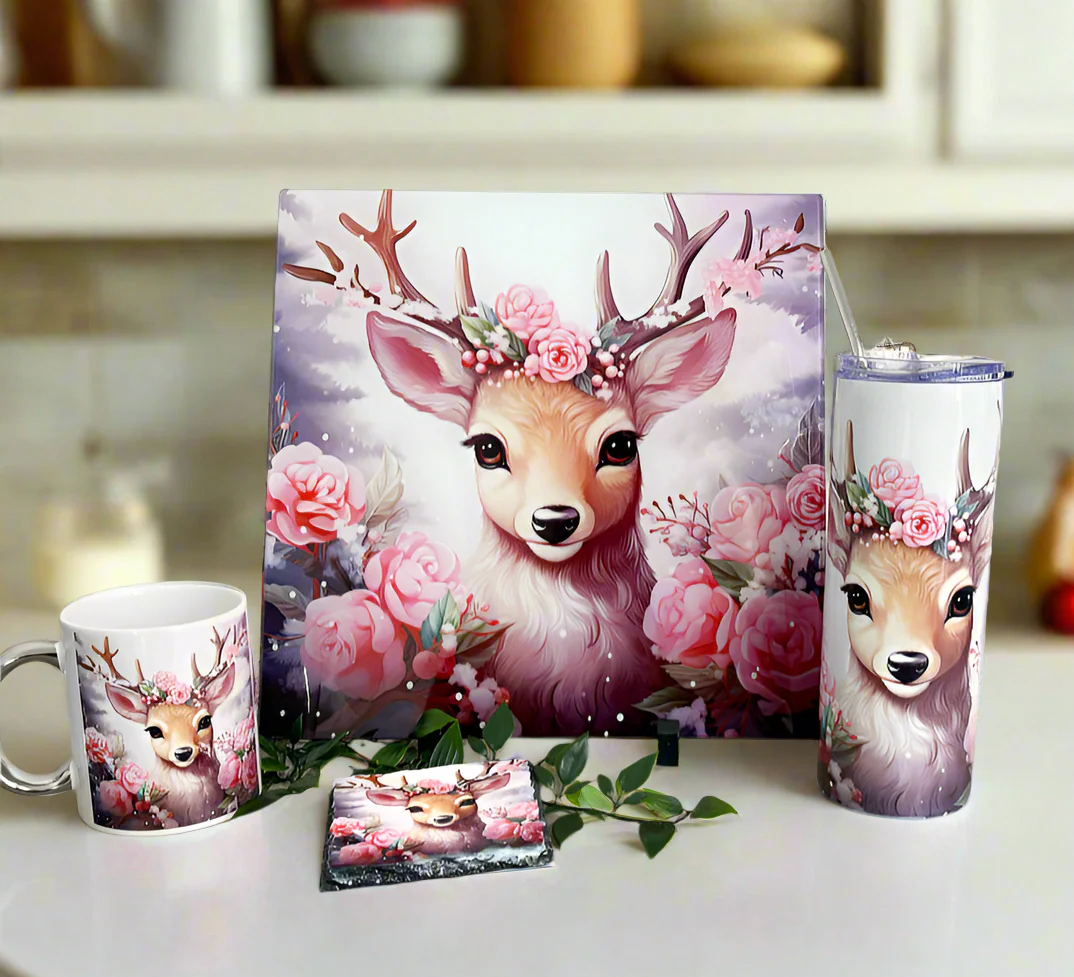 Pink Stag Bundle (Splashback, Tumbler & Mug and Coaster) - Image 3