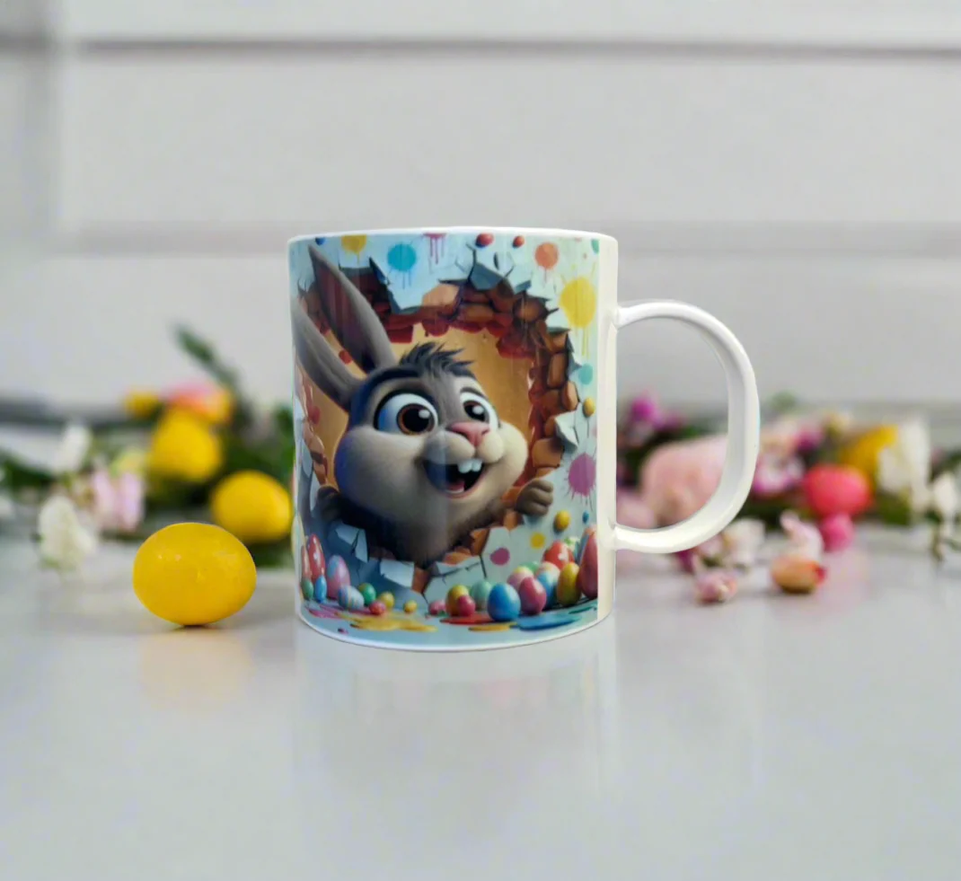 Excited Bunny Plastic/ Polymere Easter Mug