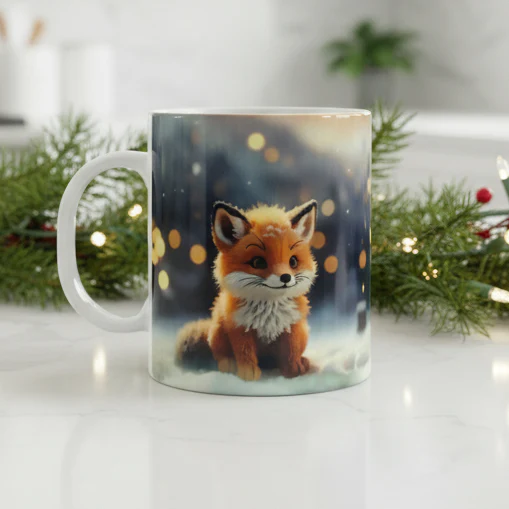 Plastic/ Polymere Mug Christmas Fox Designs - Image 2
