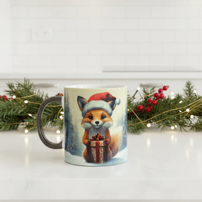 Plastic/ Polymere Mug Christmas Fox Designs - Image 3