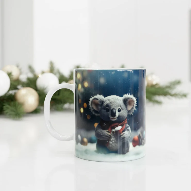 Plastic/ Polymere Mug Christmas Koala Designs - Image 2