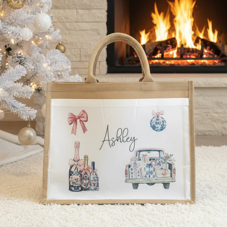 Christmas Eve Tote Bag - Preppy Champagne