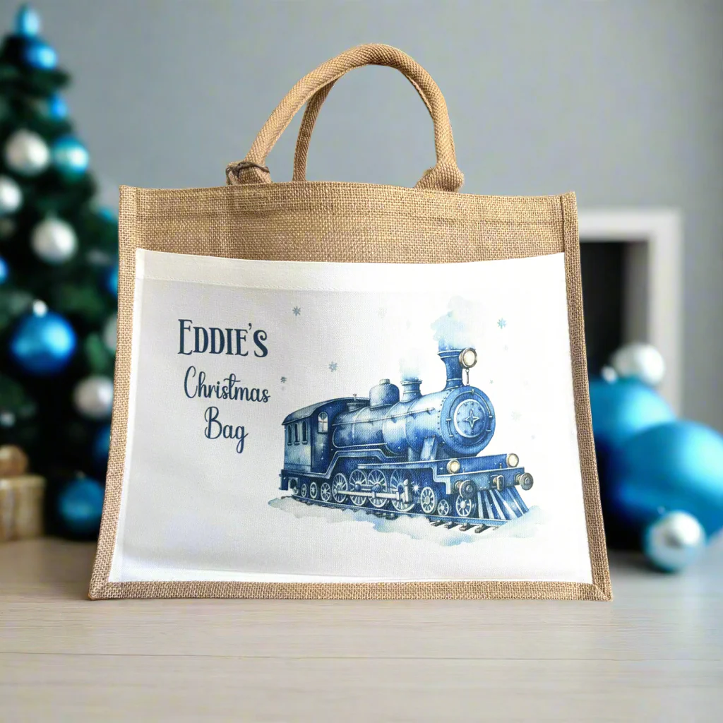 Christmas Eve Tote Bag - Blue Train - Image 2